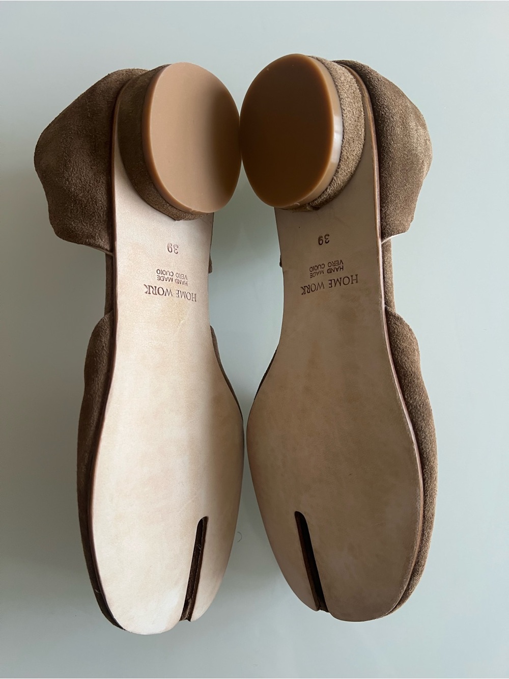 HOME WORK ATELIER Tabi Ballet Flats Suede Brown Minimalist Shoes - Picture 7 of 16